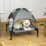 Pawhut 61cm Elevated Dog Bed Cooling Raised Pet Cot Uv Protection Canopy | Gray