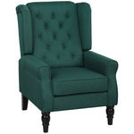 Accent Chair Wingback Armchair Retro Tufted Club Wood Fabric | Green
