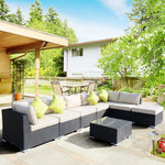 8pc Rattan Sofa Garden Furniture Aluminium Outdoor Patio Set | Black