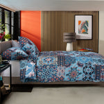 Printed 200 Thread Count Reversible Cotton Rich Jaipur Duvet Cover Set | King | Blue