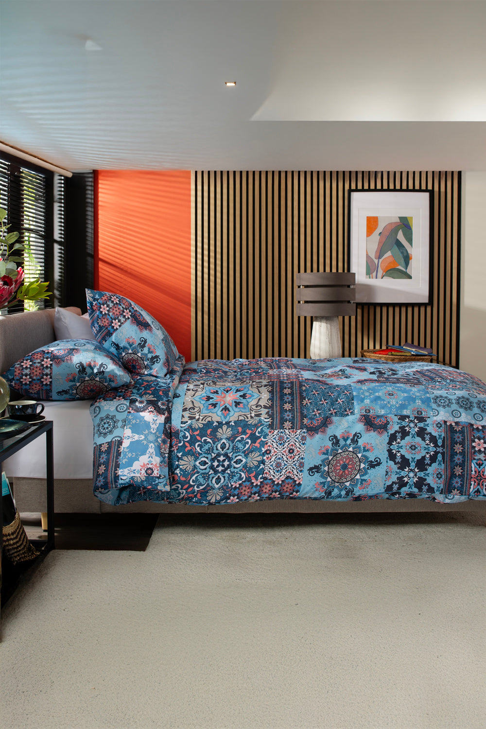 Printed 200 Thread Count Reversible Cotton Rich Jaipur Duvet Cover Set | King | Blue
