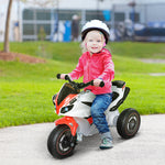 Kids Ride-on Police Bike 3-wheel Vehicle W/ Music Lights 18-36 Mths | White