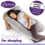 U Shaped Pregnancy Pillow, 135x75x20cm Shredded Memory Foam Full Body Maternity Cushion For Sleeping | U Shape | Light Grey