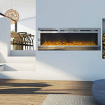 40/50/60-inch Wall Mounted & Recessed Led Electric Fireplace With 12 Flame Colors, Adjustable Brightness & Remote Control | Large