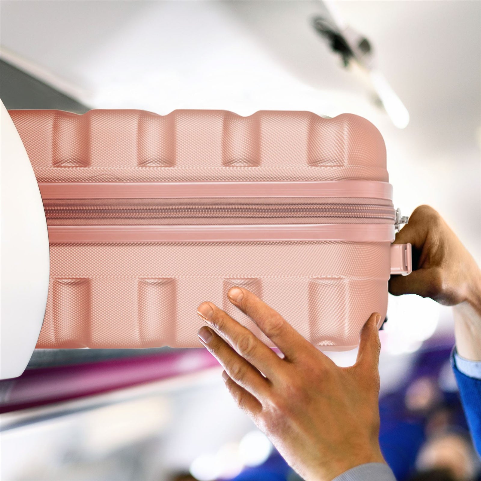 Set Of 4 Hard Suitcases Cabin & Hold Luggage - Underseat Cabin, Overhead Cabin With Medium And Large Checkin Hold Suitcases Set | Set-of-4 | Rose