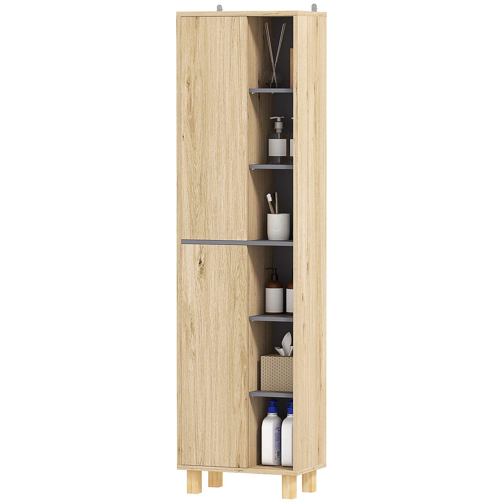 Bathroom Storage Unit With 6 Open Compartments 6 Shelves