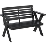 Outsunny 2 Seater Wood Garden Bench, Slatted Patio Bench With Armrest Black