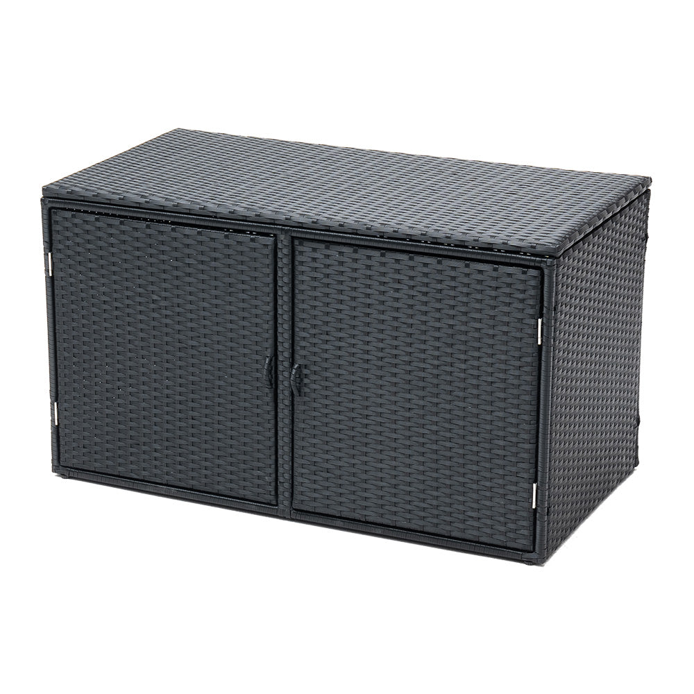 Outdoor Patio Storage Box – 2-tier Pe Rattan Deck Box With Top & Front Access, Weather-resistant | Black