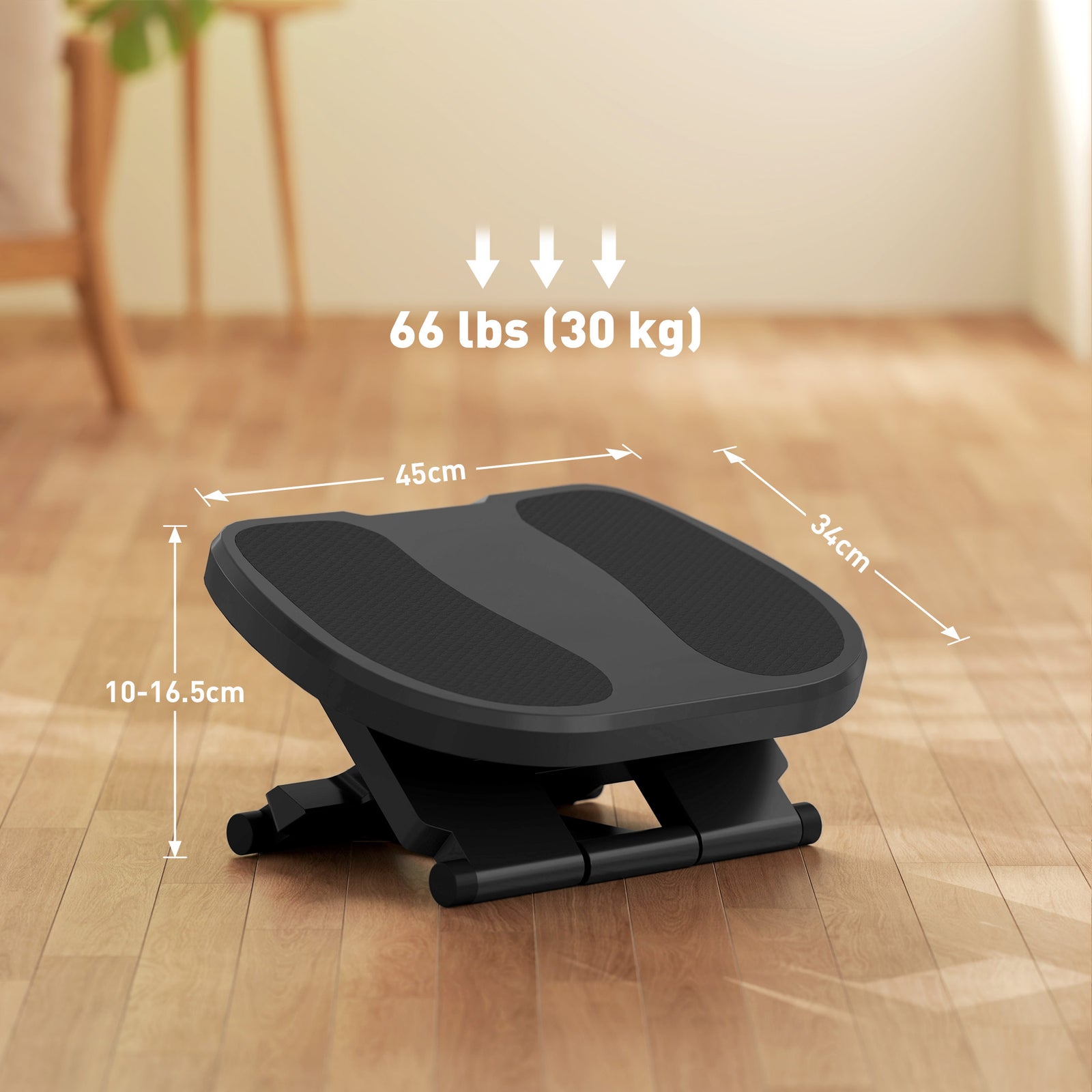 Adjustable Under-desk Footrest Height Angle Tilt Anti-slip, Grey