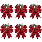 Premium 6-pack Christmas Bows Adorned With Pine Cones And Green Needles