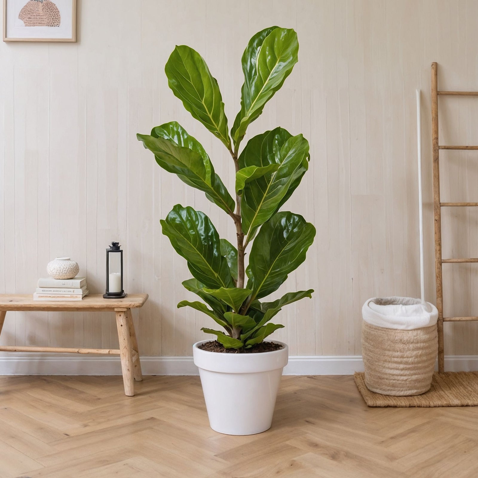 Fiddle-leaf Fig - Ficus Lyrata - Height 70-90cm - ⌀21cm | Set-of-1 | Green