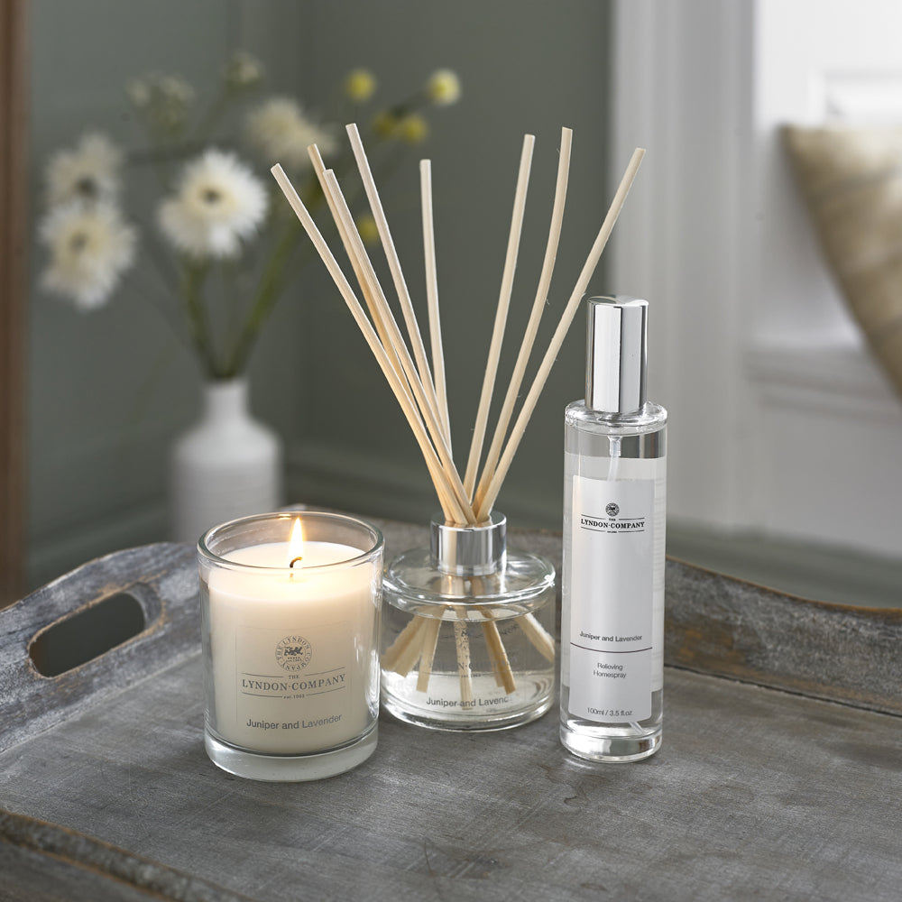 Luxurious Scented Candle, Room Spray And Diffuser Gift Box | Set of 3 | Lavender