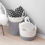 Woven Basket Baby Kids Toys Storage Clothes Hamper Laundry Basket | Grey