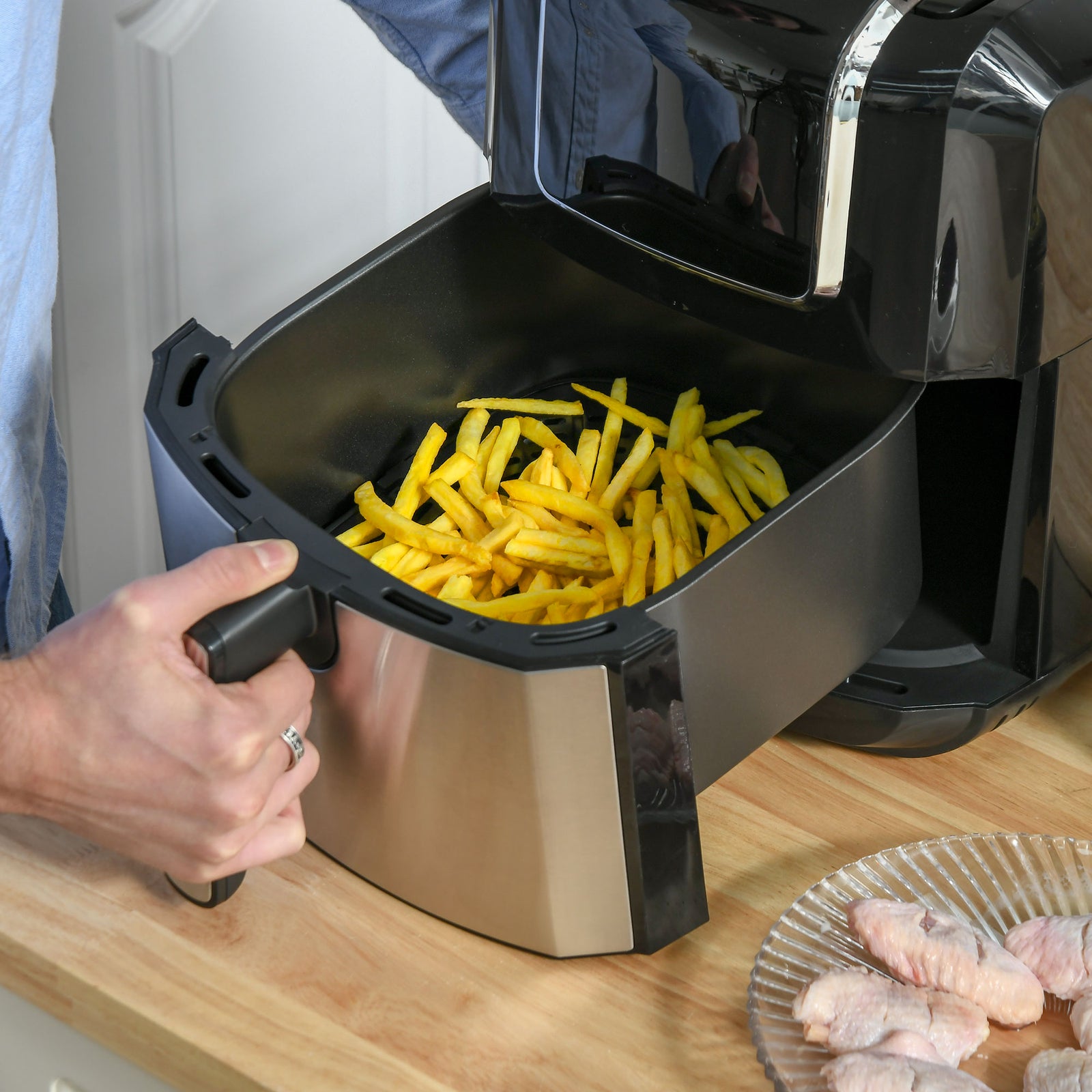 Air Fryer 1700w 6.5l With Digital Display Timer | One Size | Silver