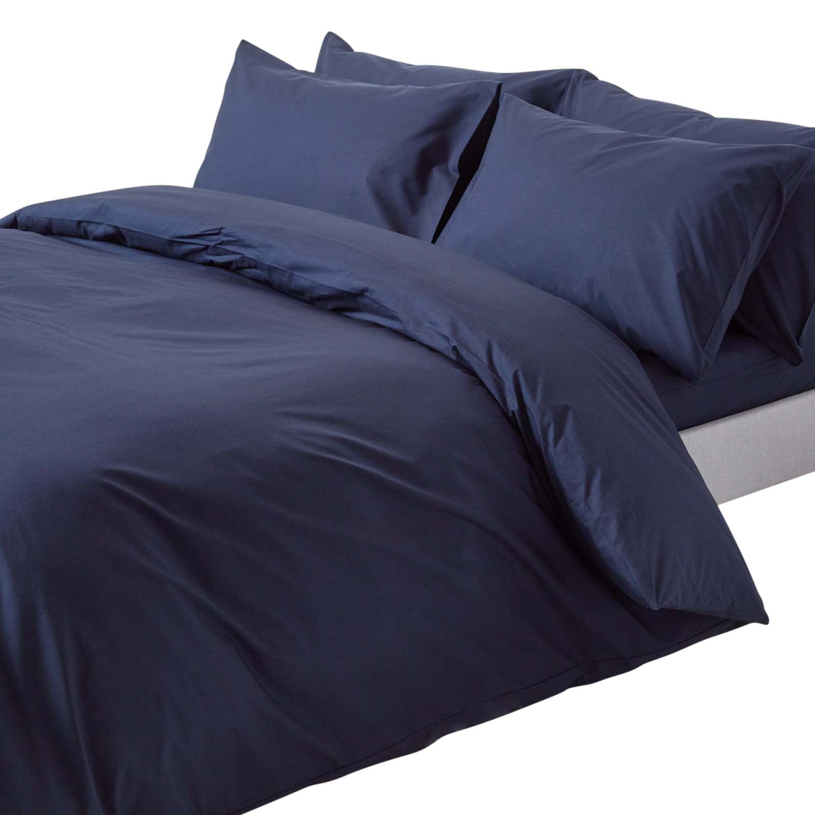 Egyptian Cotton Duvet Cover With Pillowcase, 200 Tc | Single | Navy Blue
