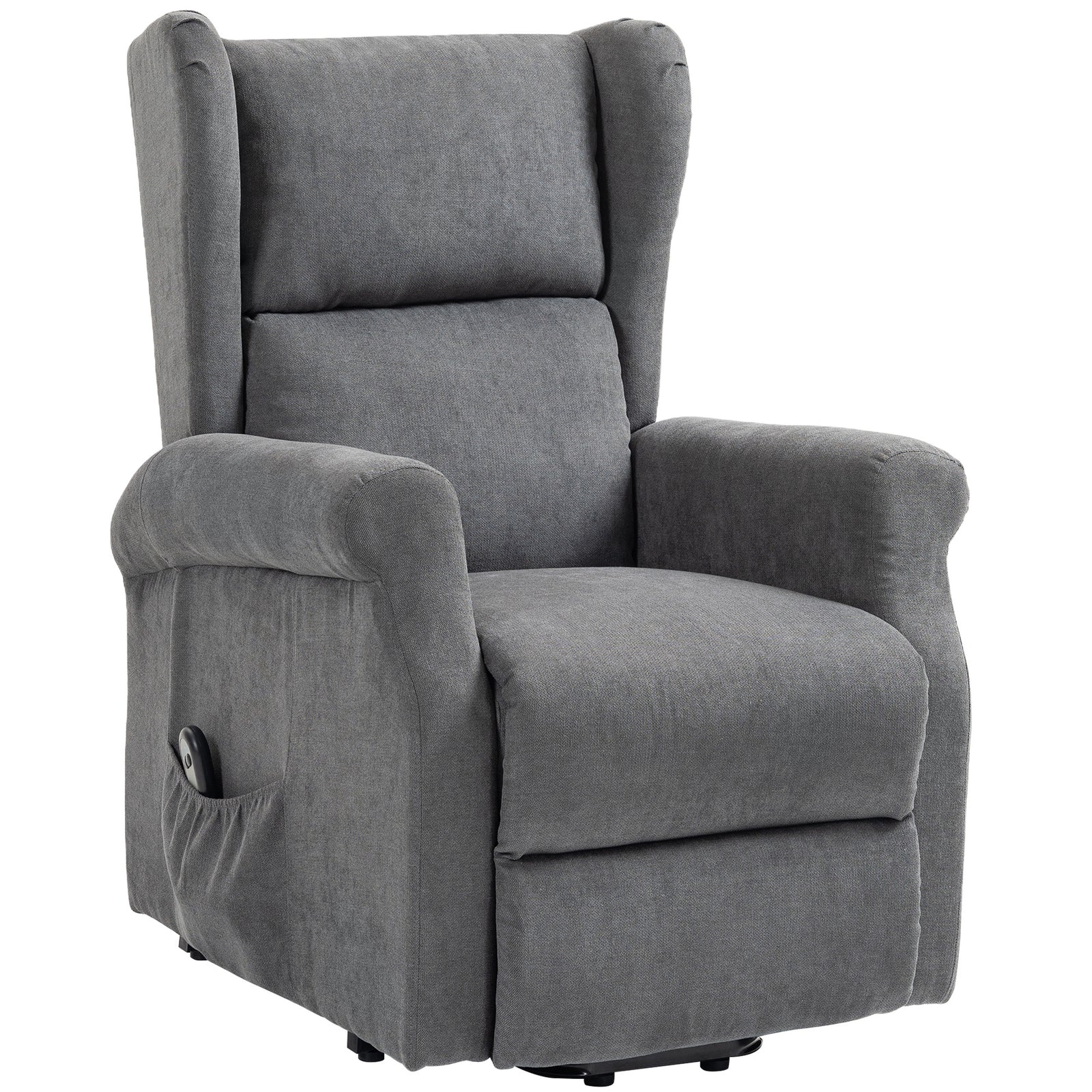 HOMCOM Power Lift Chair, Fabric Recliner Armchair W/ Remote Charcoal Grey