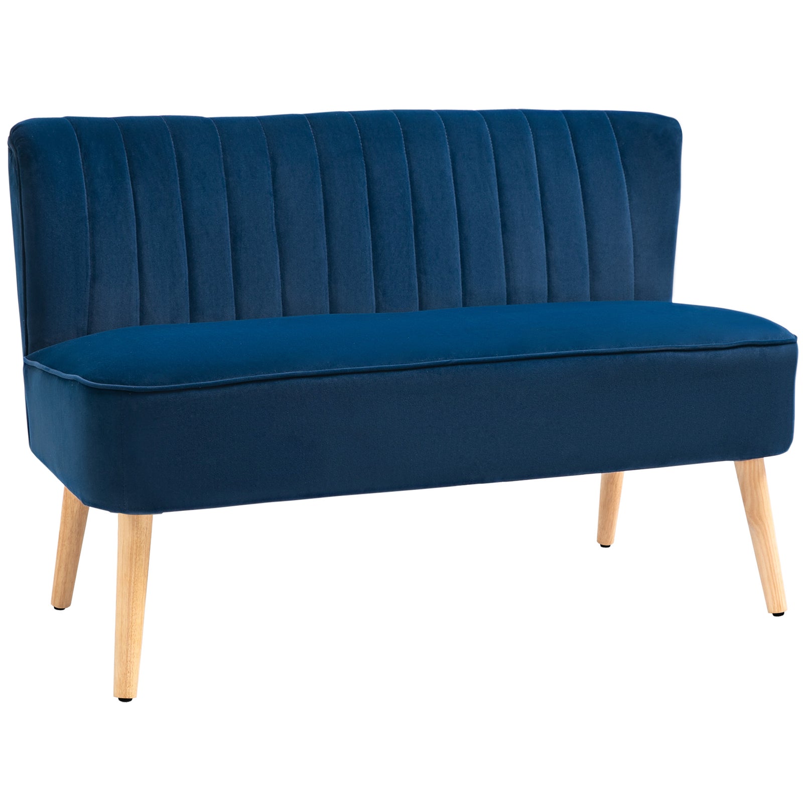 HOMCOM Double Sofa Foam Padding High Back, Dark Blue