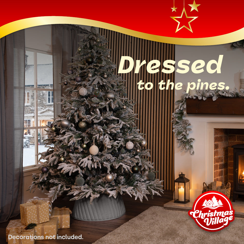 Round Faux Fur Christmas Tree Skirt With Velcro Closure | Grey