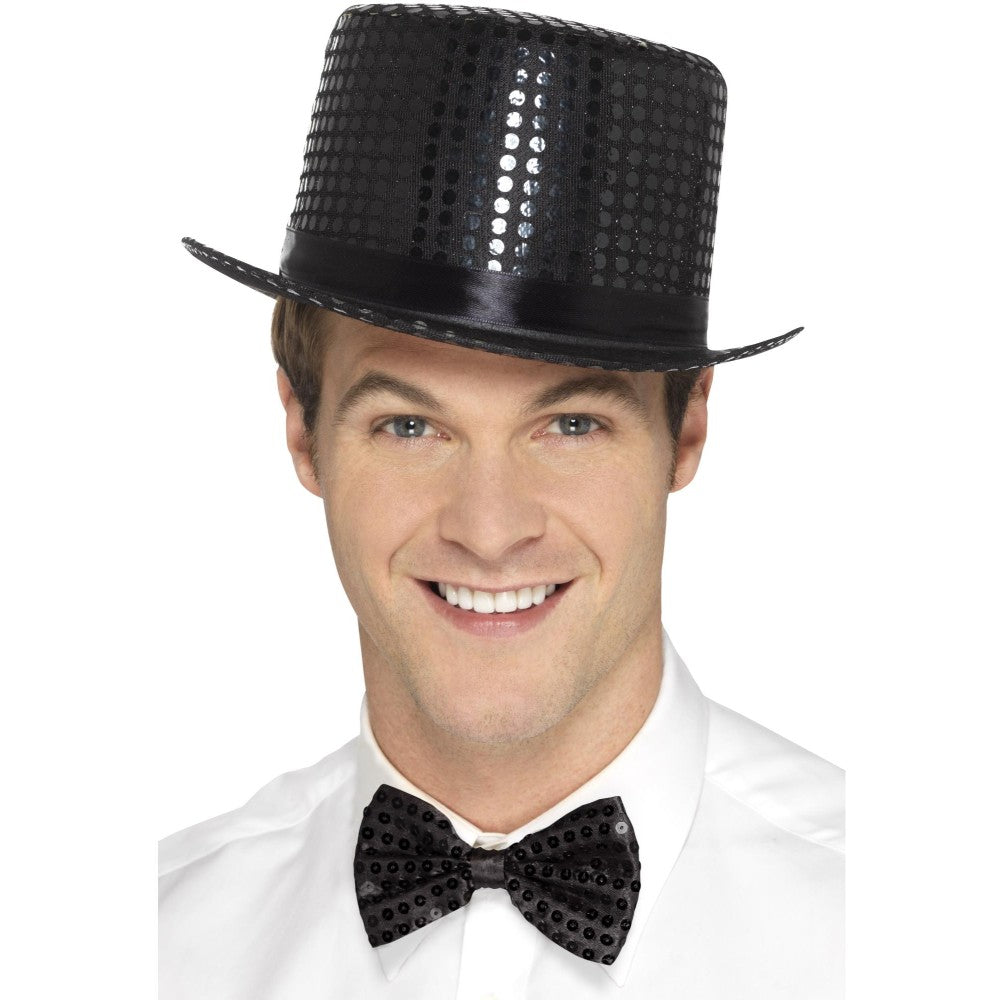 Sequin Top Hat, Black