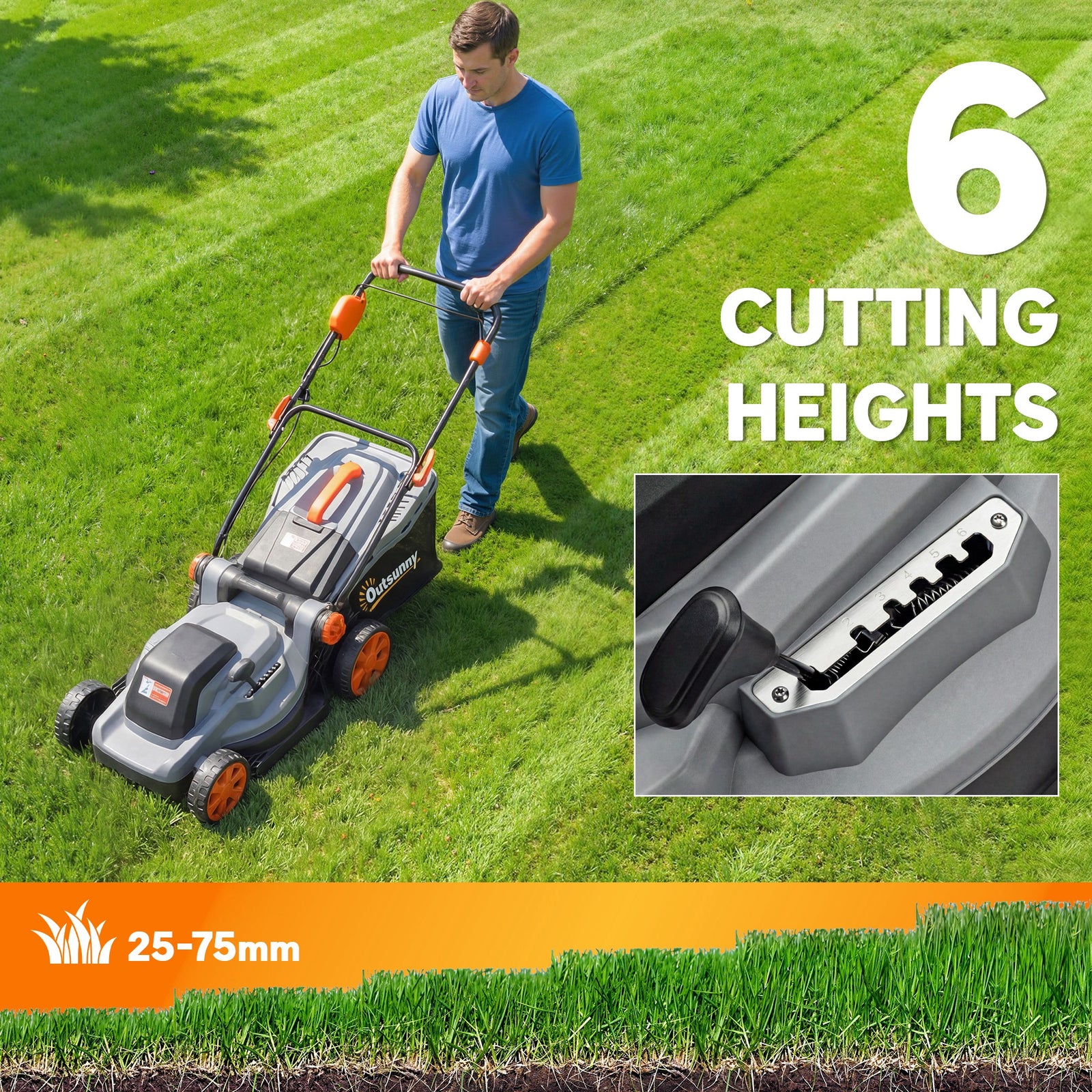 Outsunny 18v Cordless Lawnmower With 2 X 4ah Batteries And Charger