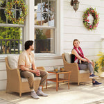 2 Pieces Rattan Garden Chairs, Cushioned Rattan Chairs | Beige