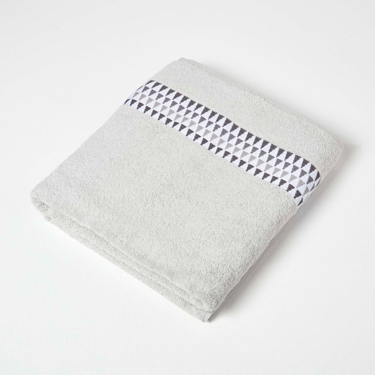 Geometric 100% Cotton Towel | Bath Sheet | Grey