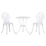 3 Piece Patio Bistro Set, Aluminium Garden Table And Chairs | White