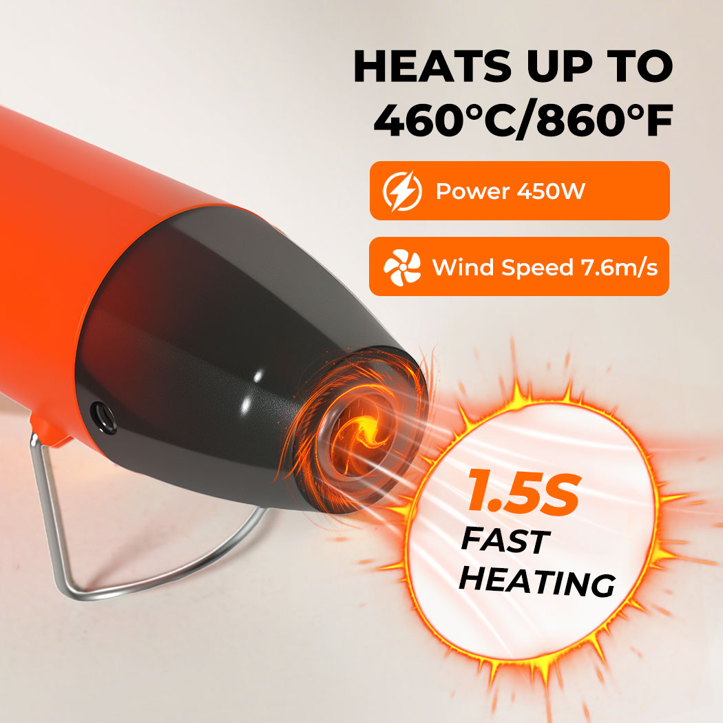 Hot Air Gun Portable Mini Heat Gun For Diy Crafts Shrink Wrapping | Orange