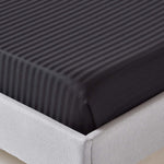 Egyptian Cotton Satin Stripe Flat Sheet 330 Tc | Super King | Black
