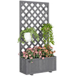 Outsunny Wood Planter With Trellis For Climbing Plants, Grey