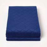 Diamond Quilted Velvet Bed Throw | 150cm x 200cm | Navy Blue