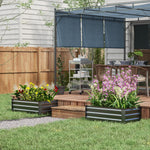Set Of 2 Galvanized Raised Garden Bed Grey