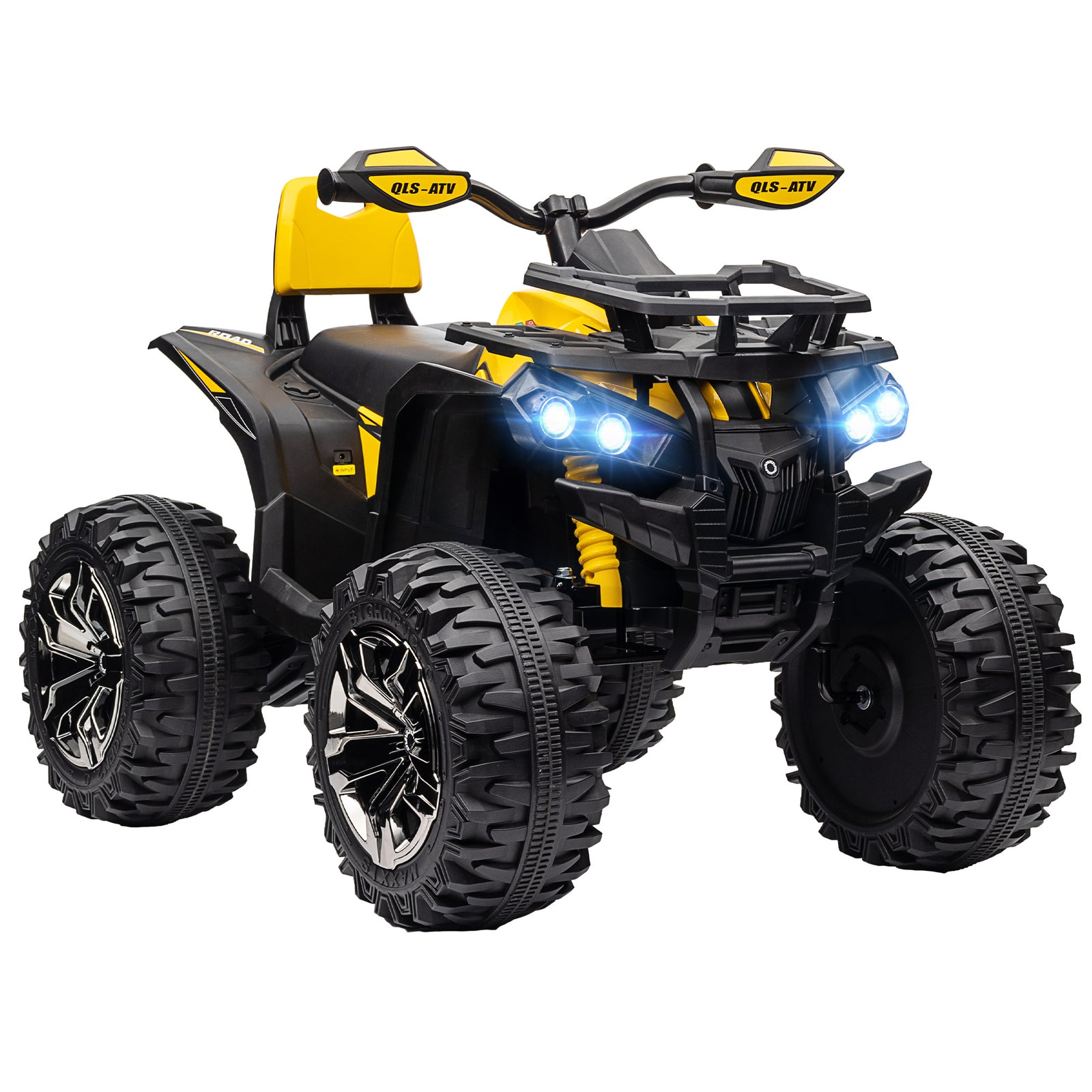 12v Quad Bike Atv With Led Lights, Music, For Boys Girls | Yellow