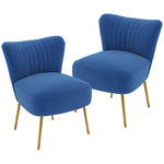 Set Of 2 Accent Chairs Wingback Armless Chairs For Bedroom | One Size | Blue