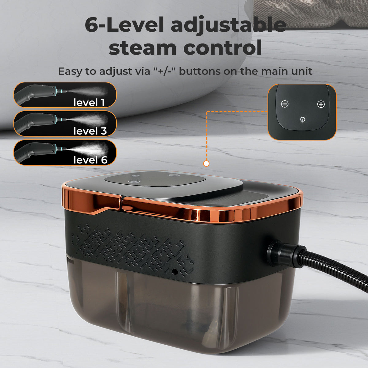 Steam Cleaner Portable Multipurpose Steamer With Tools 6 Level 1600ml | Gold