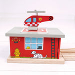 Fire Station Train Engine Shed for Wooden Train Sets