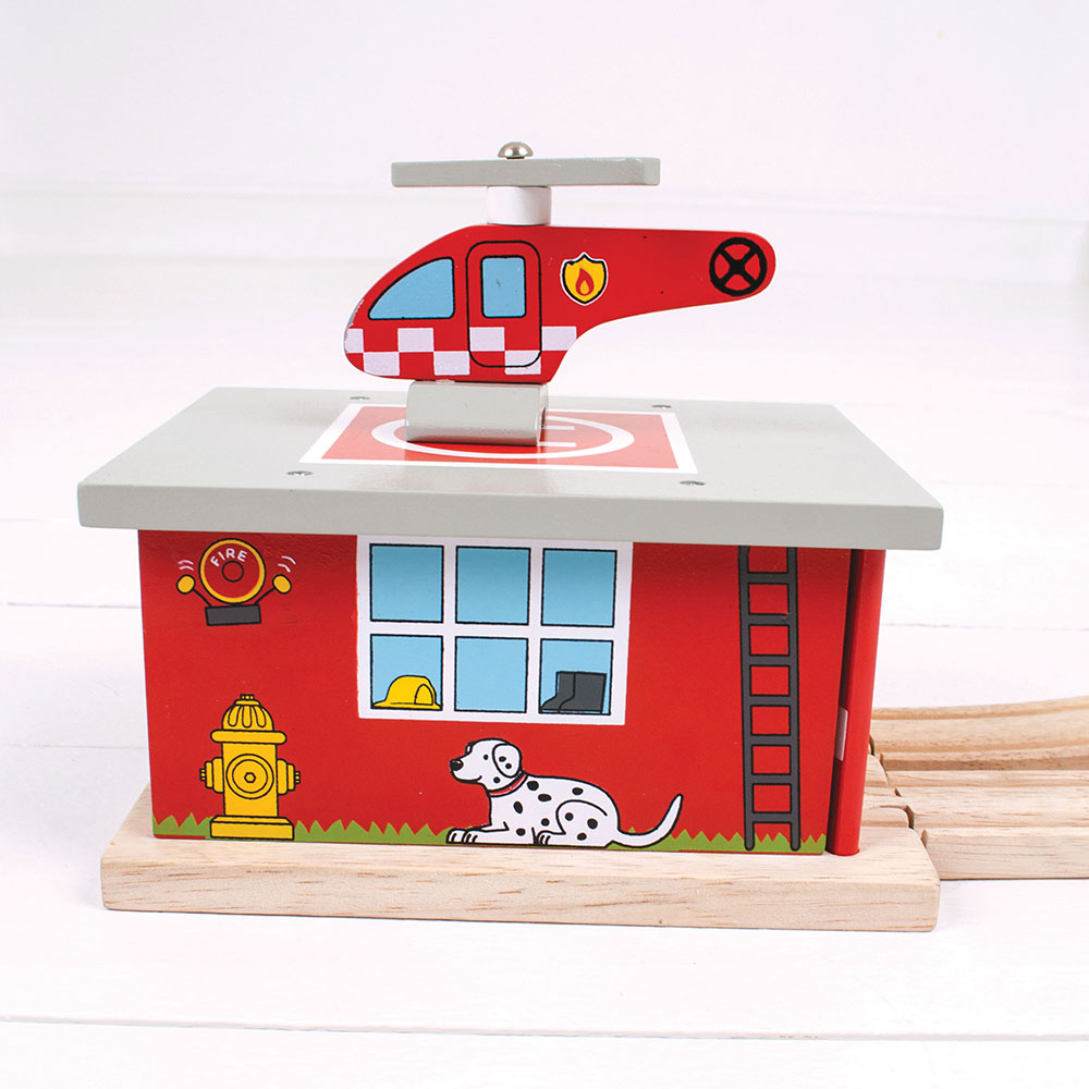 Fire Station Train Engine Shed for Wooden Train Sets