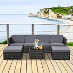 Outsunny 7pc Rattan Garden Furniture Wicker Sofa & Coffee Table Set