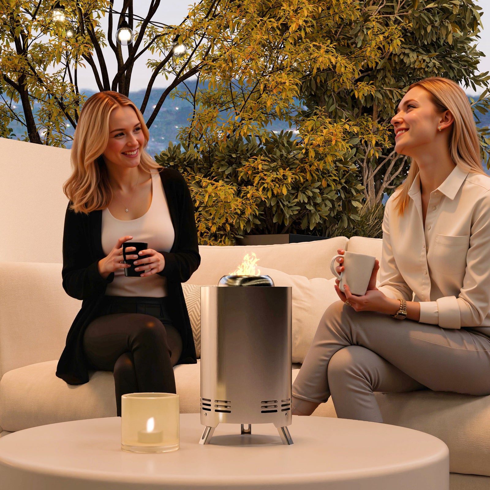 Stainless Steel Smokeless Wood Burning Firepit Garden | Silver