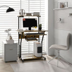 Mobile Desk With Storage Shelves, Industrial