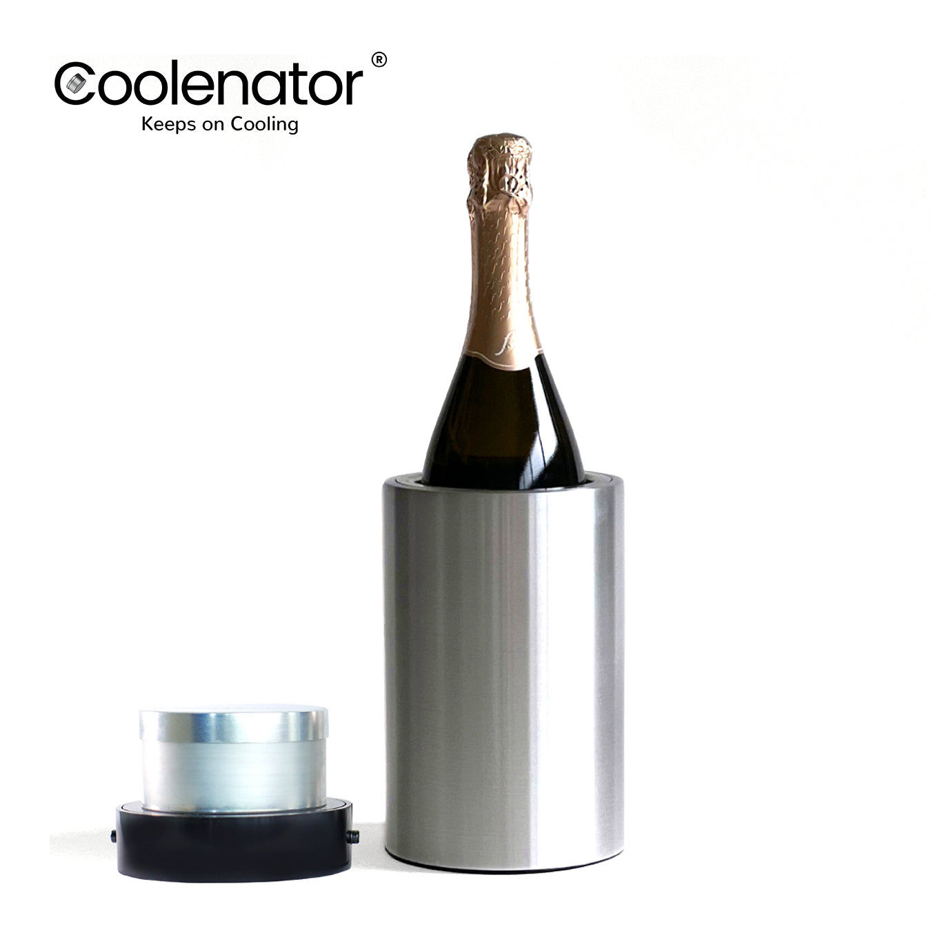 Wine Bottle Cooler – Reusable Ice-free Drink Chiller With Freezer Bullet – Keeps Wine, Prosecco & Champagne Cold For Hours – Fits Most 750ml Bottles | Silver