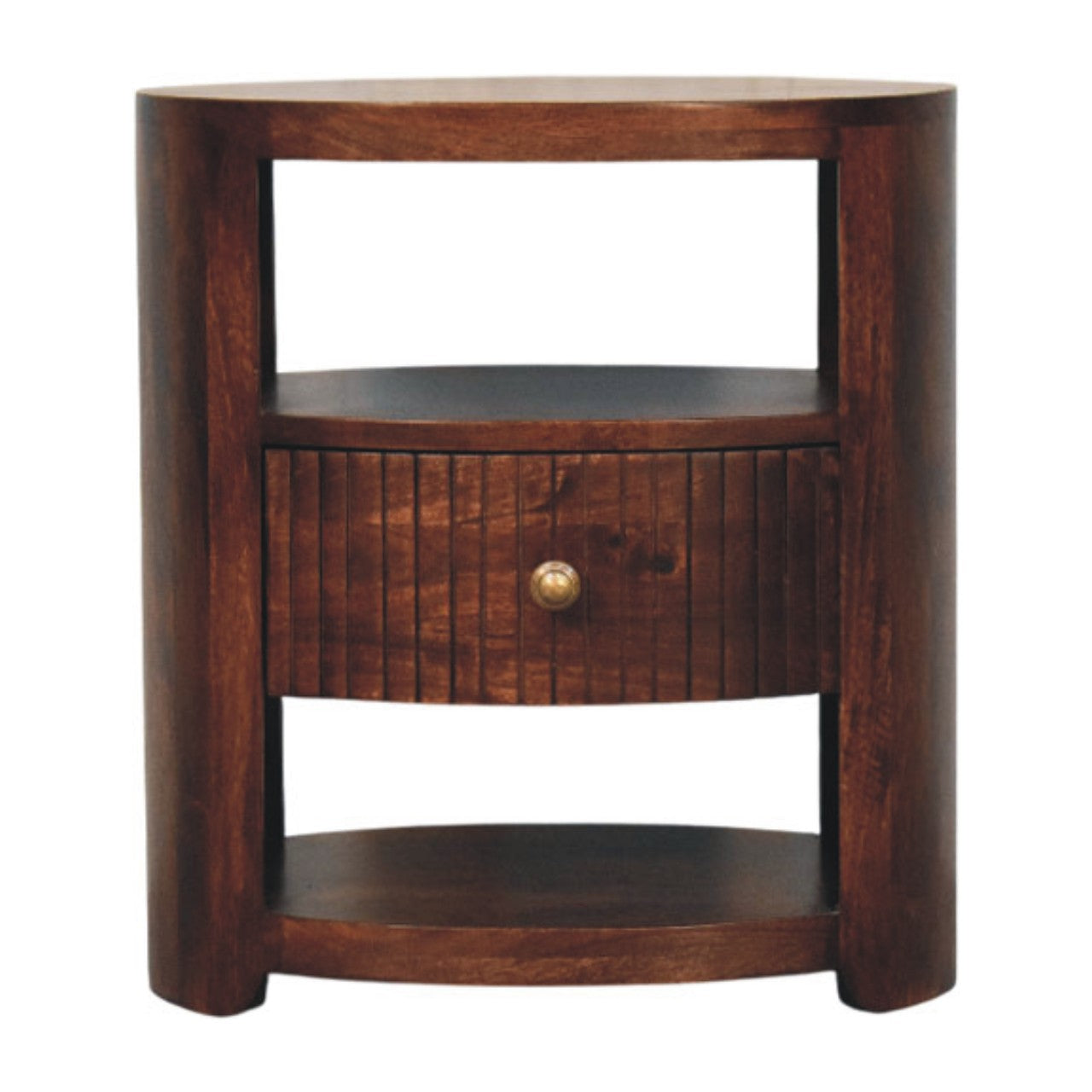 Bordeaux Bedside, 1 Drawer, 2 Open Slot, Brown