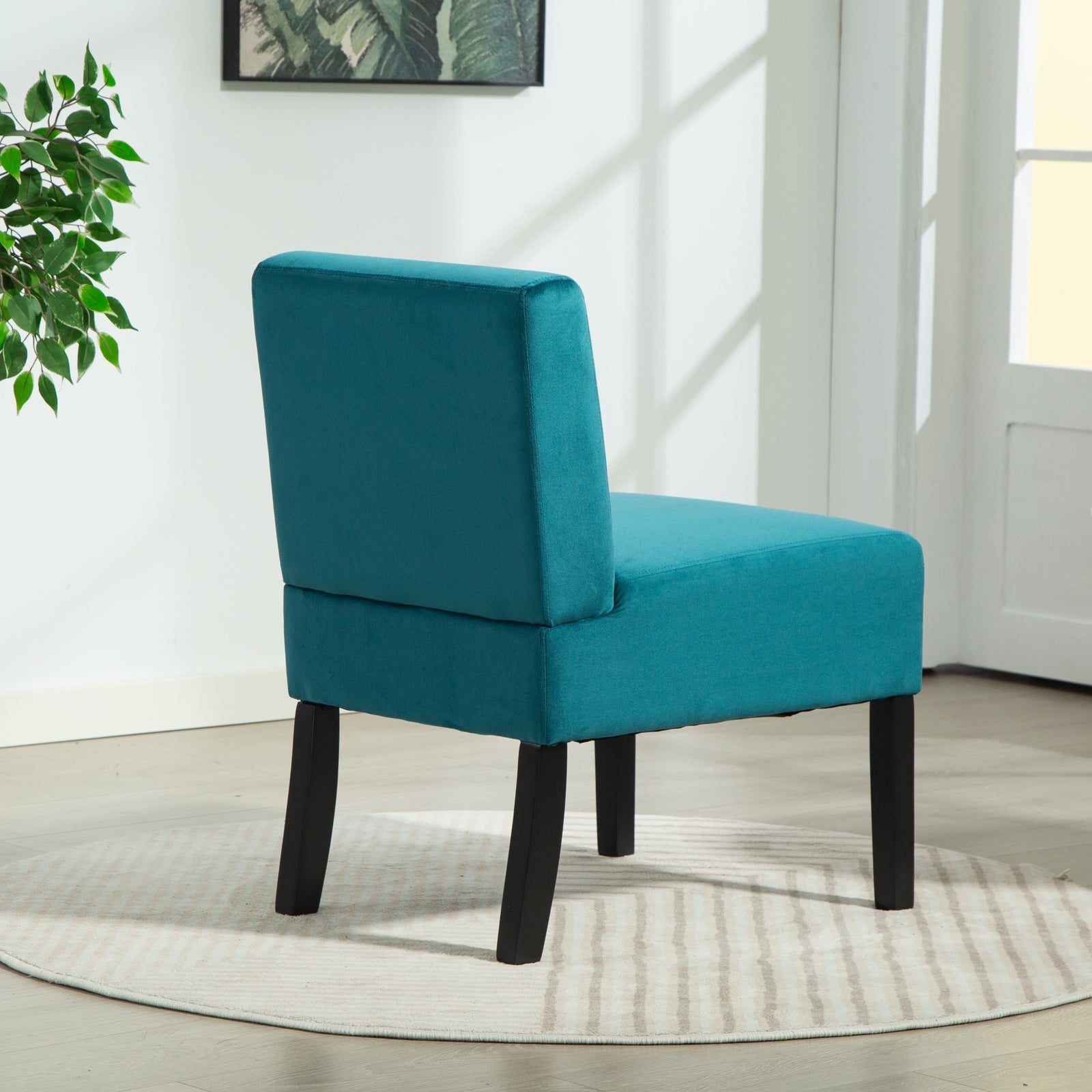 Valina Velvet Fabric Armless Accent Chair | Teal