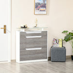 Shoe Cabinet W/ 3 Drawers, High Gloss Front Panels Glass Top | One Size | Gray