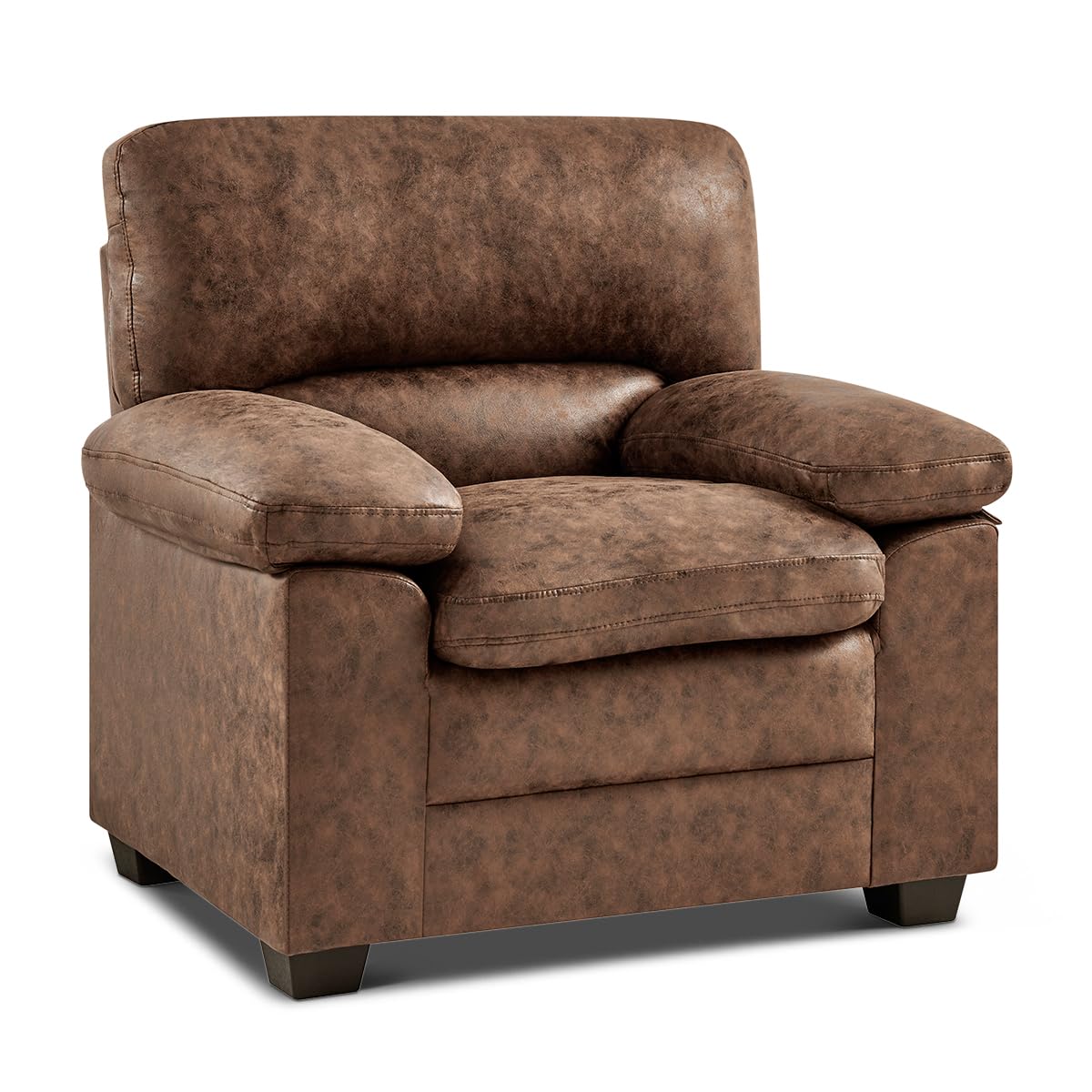 Oxford Faux Leather Sofa 1 Seater | Brown