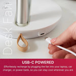 Rechargeable Desk Fan, Cordless Portable Quiet Fan, USB-C