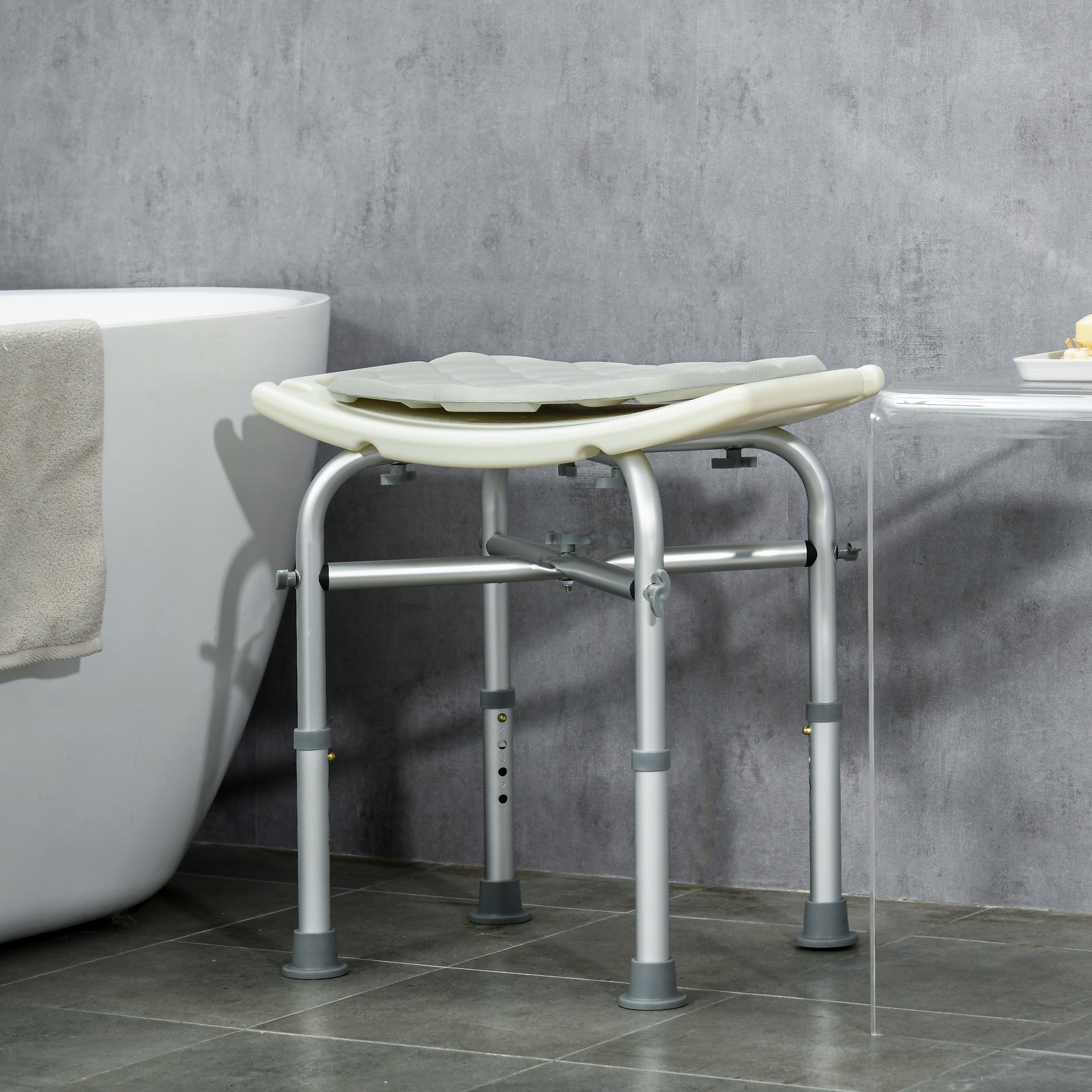 Aluminium Shower Stool Adjustable Bath Stool For Disabled