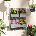 Wall-mounted Wooden Planters With Trellis | Grey