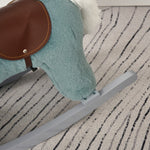 Kids Plush Ride-on Rocking Horse With Plush Toy Sound Handle Grip | Blue