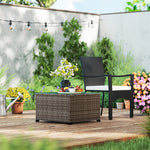 Outdoor Coffee Table W/ Glass Top, Rattan Side Table | Black